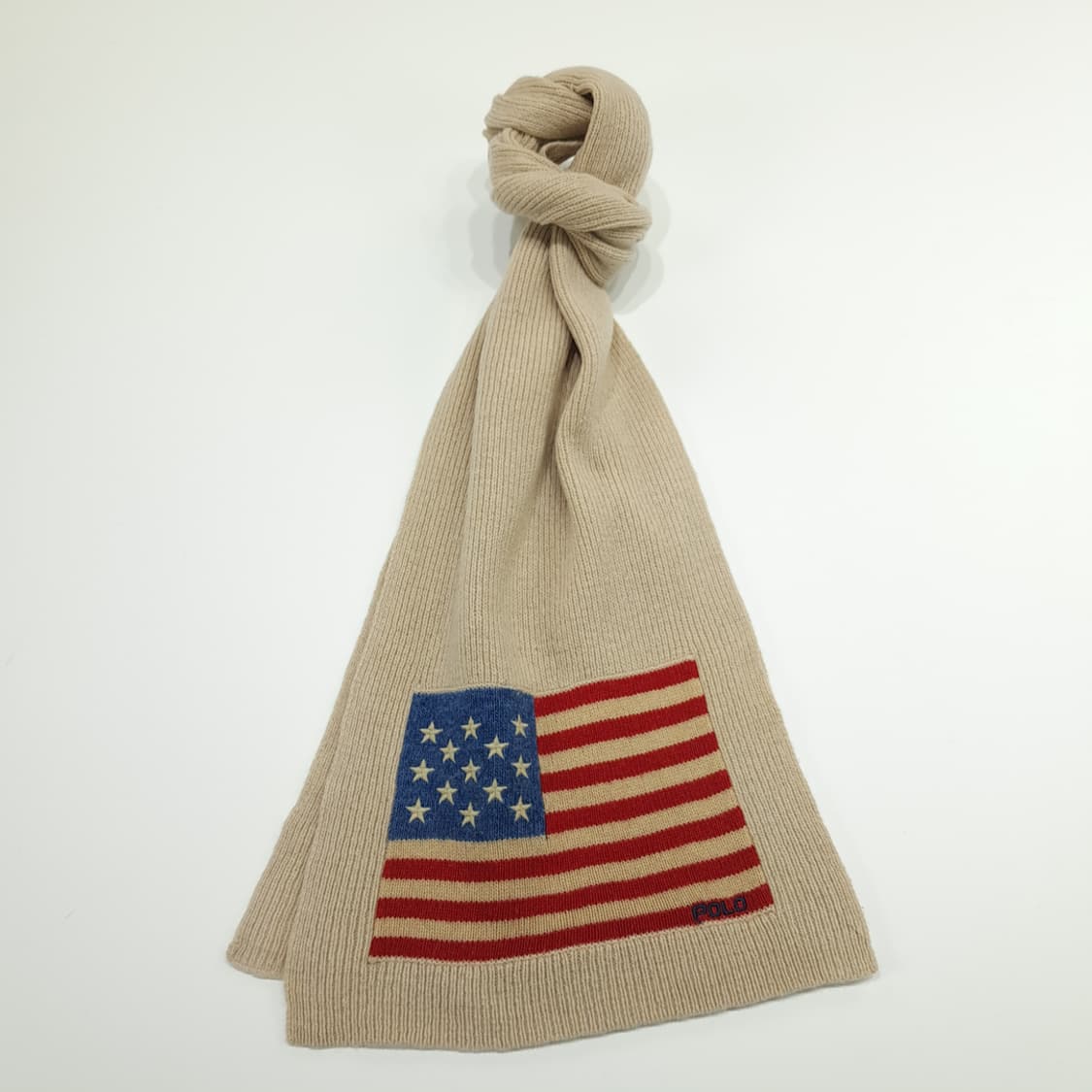 MX319 폴로 랄프로렌 아이보리 성조기 니트 목도리 머플러 상품이미지1