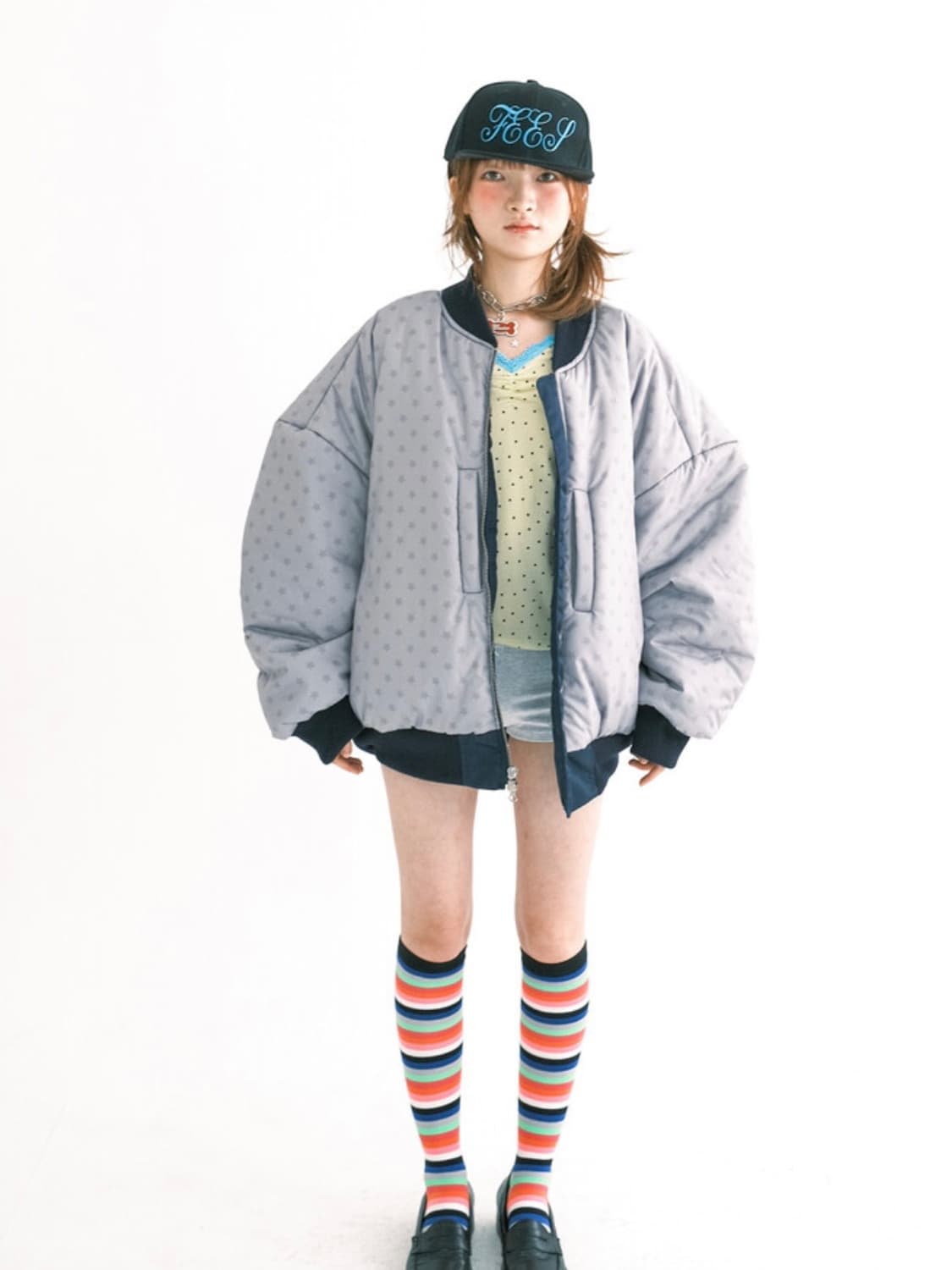 샵페어리 patch bomber padded jacket navy 상품이미지7