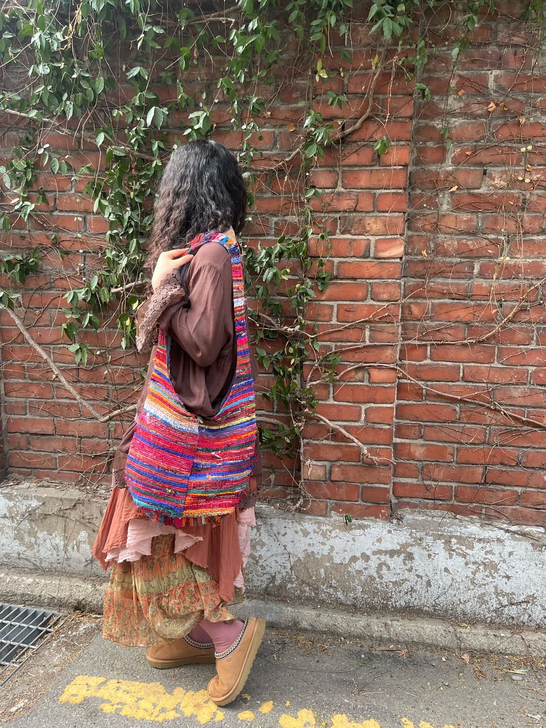 히피 무드 뜨개질 크로스백 상품이미지1