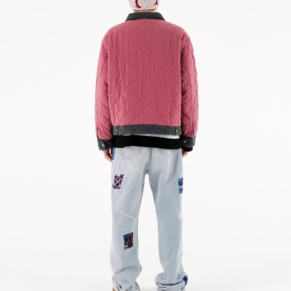 유쓰배쓰 퀄티드 집업 점퍼 버건디  상품이미지3