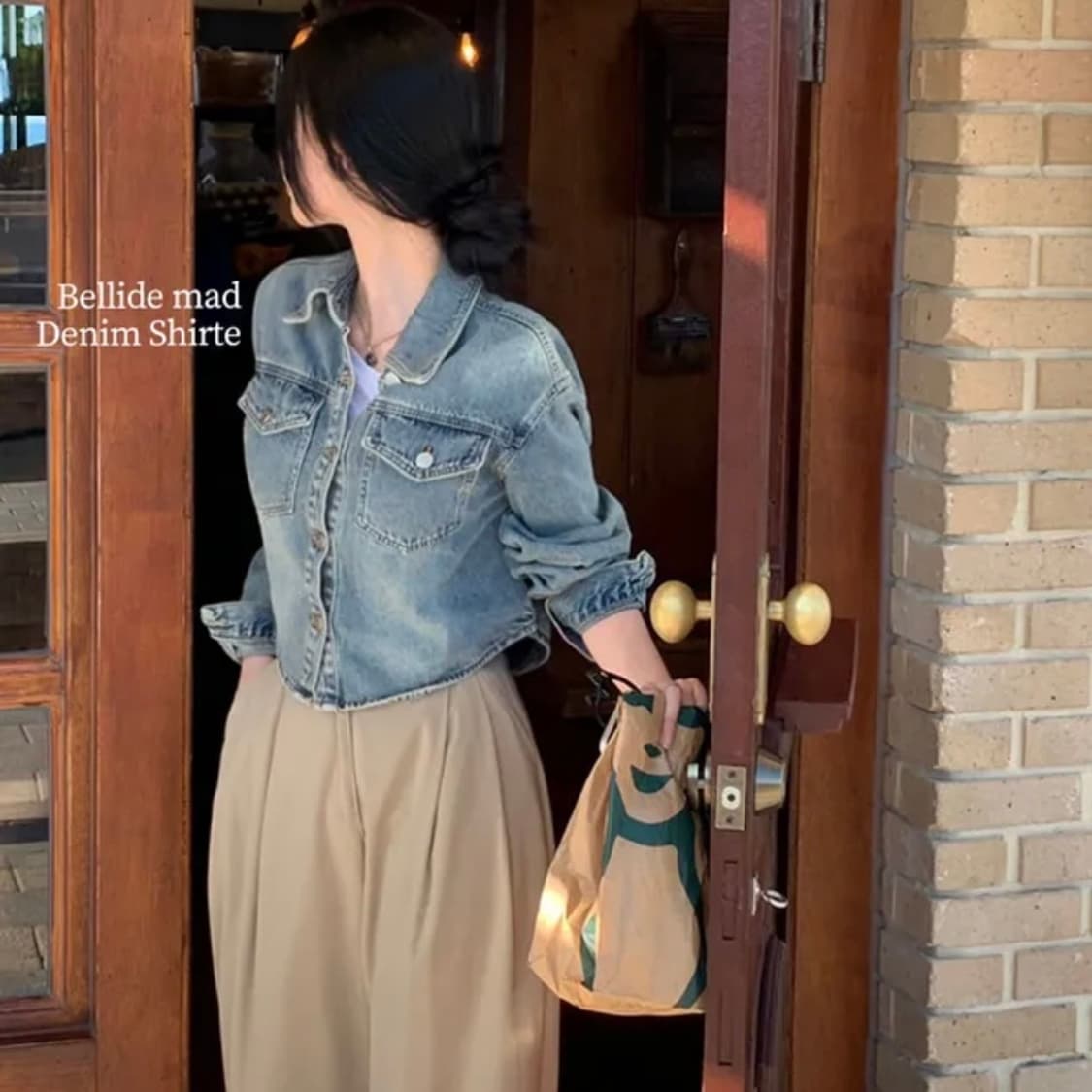 베이델리BEIDELLI/ 벨리드made 돌핀 크롭 라운드 청자켓 데님셔츠 상품이미지3