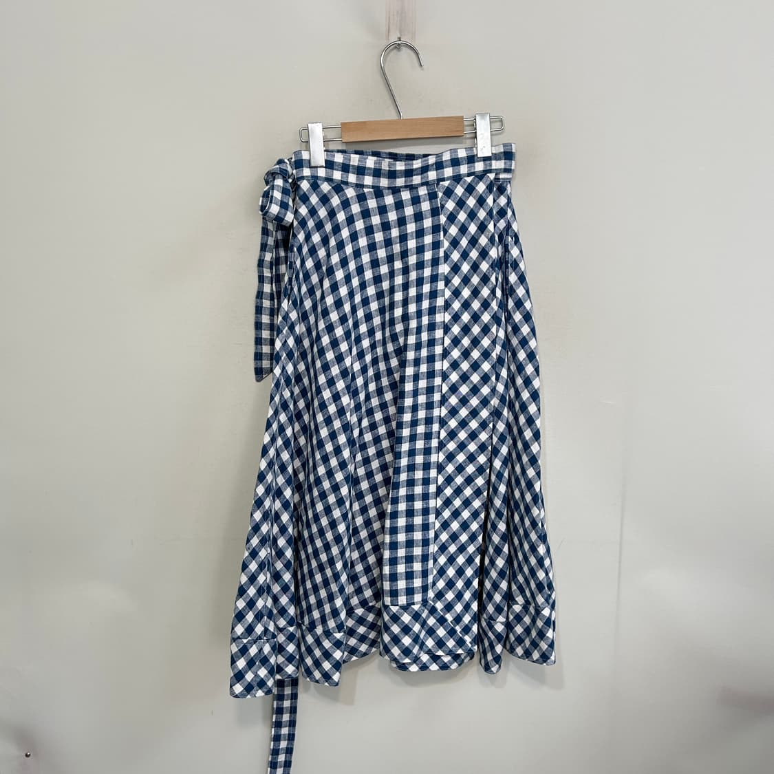 폴로 랄프로렌 폴로 깅엄 린넨 랩 스커트 블루 M  상품이미지2