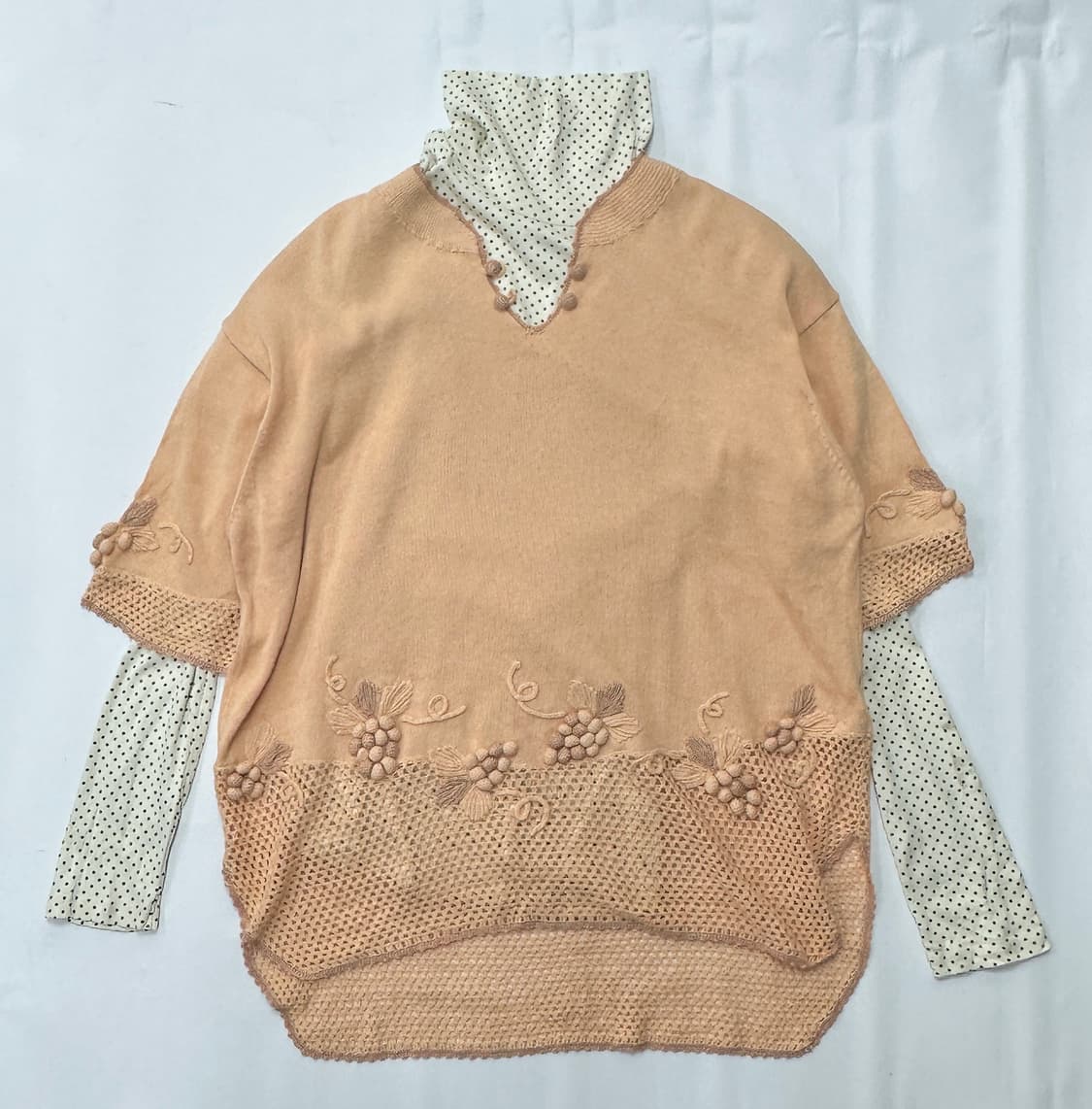 🌼하구미의 모리걸 코디세트🌼 살구맛 도트 체크 롱스커트 그런지 상품이미지2