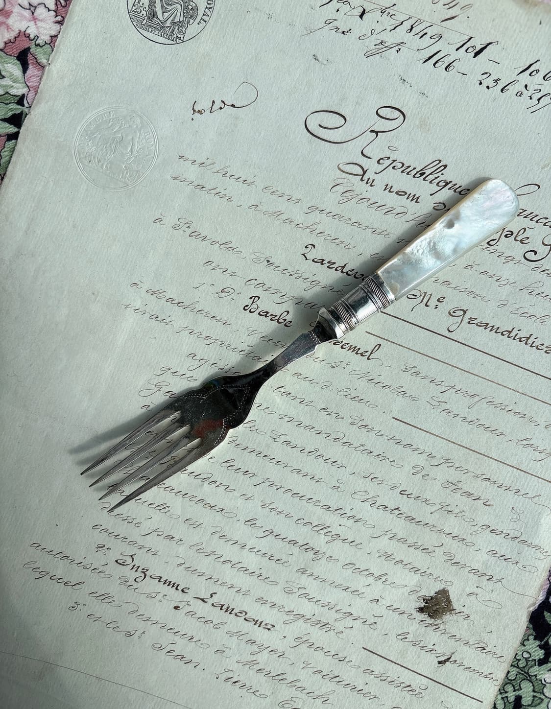 앤틱 실버플레이트 마더오브펄 자개 디저트포크 상품이미지1