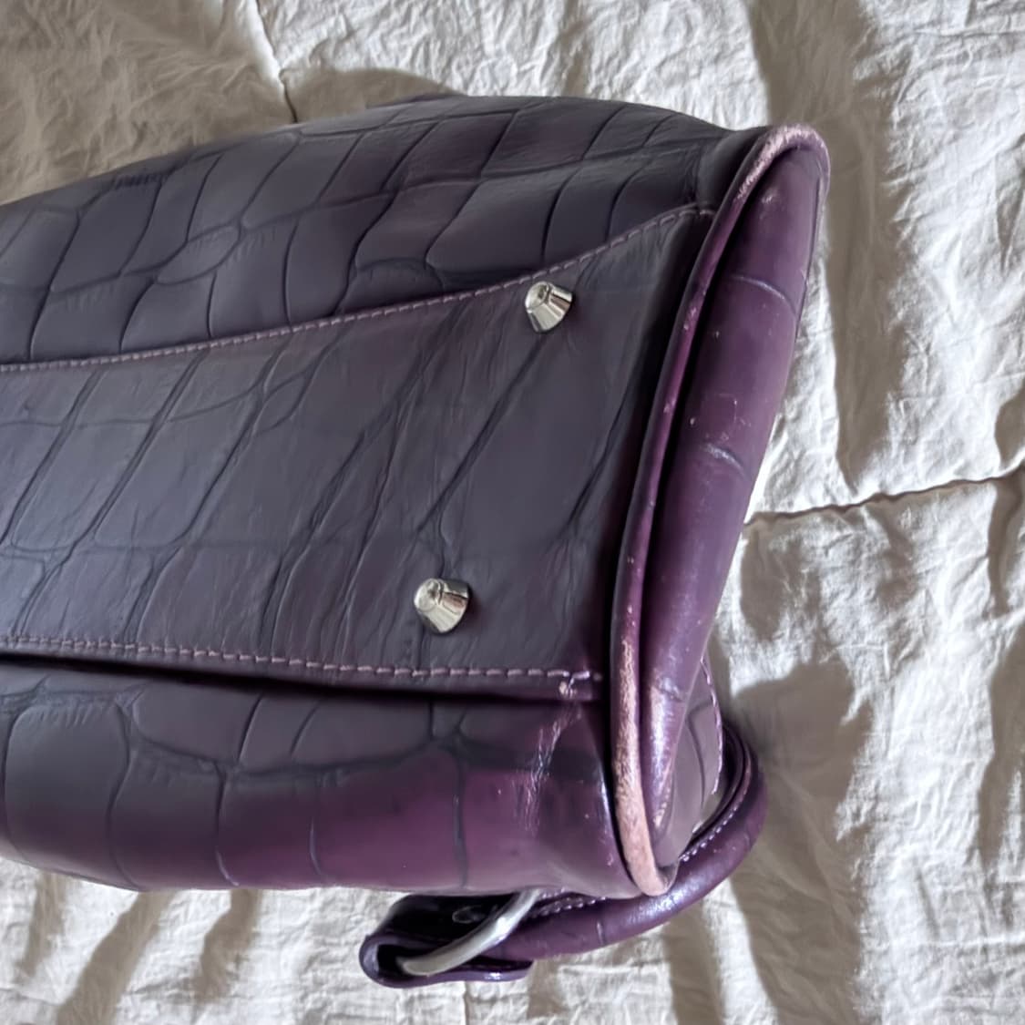 빈티지 에스콰이아 퍼플 보라 버건디 와인색 토트백 숄더백 상품이미지5