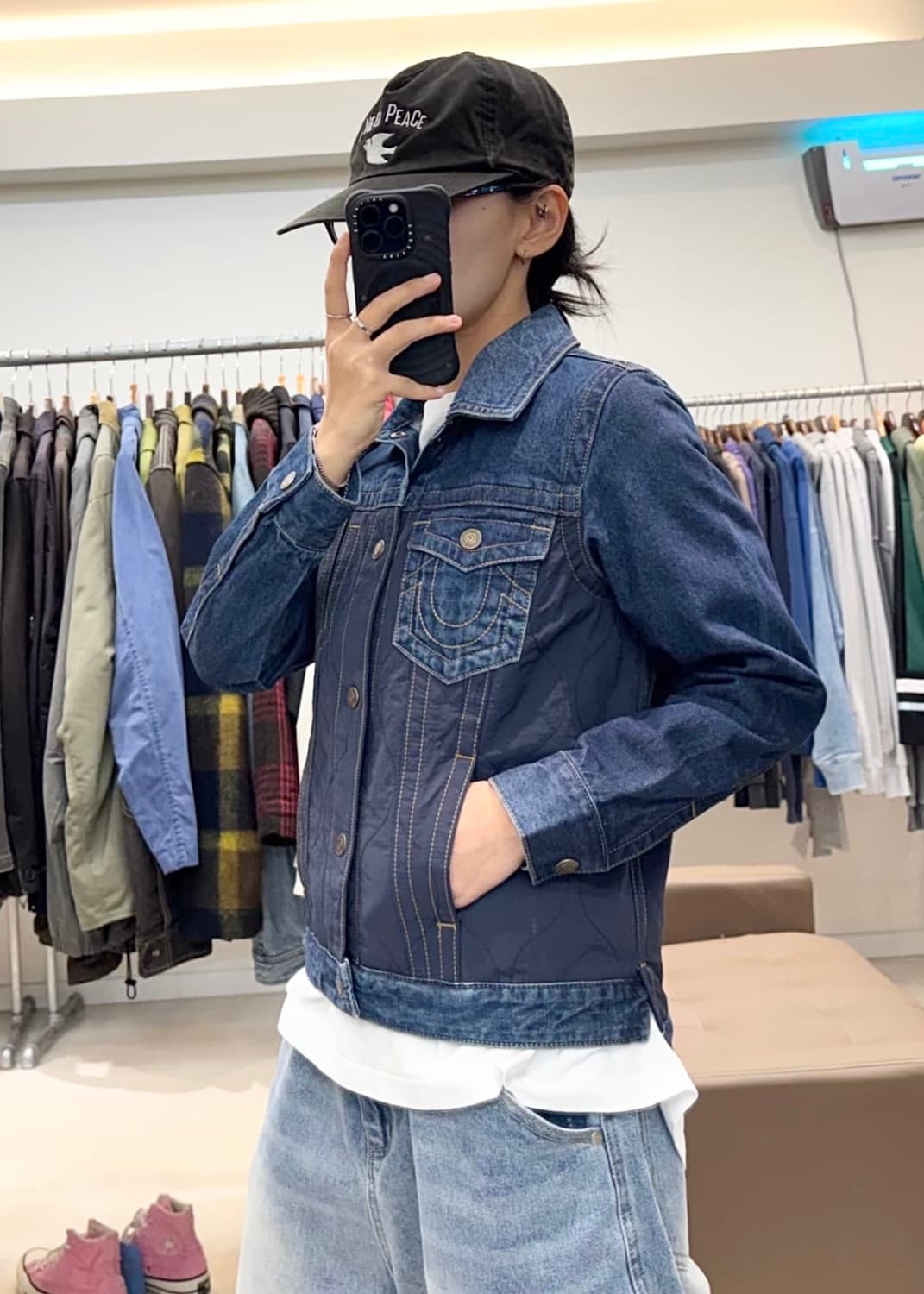 트루릴리젼 정품 인디고 데님 깔깔이 퀄팅 워크 트러커 청자켓 M 95 상품이미지2