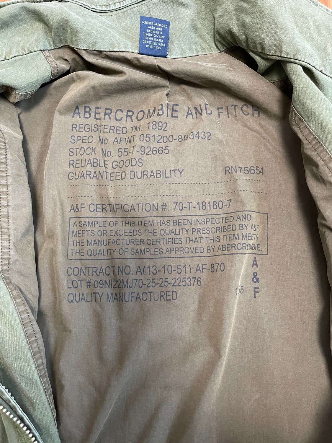 아베크롬비 오리지널 밀리터리 M-65 필드 야상 남성  상품이미지4