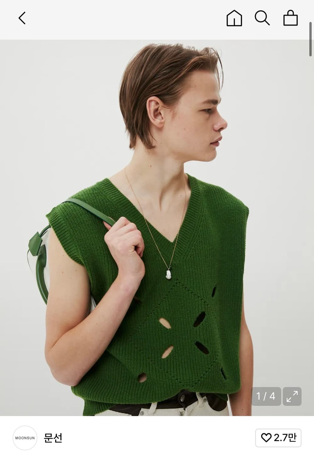 문선 아가일 홀 니트 베스트 상품이미지1