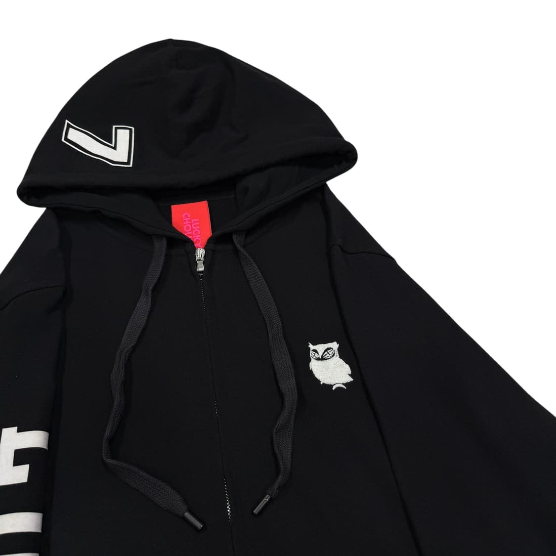 럭키슈에뜨 프린팅 후드집업 자켓 블랙 상품이미지2