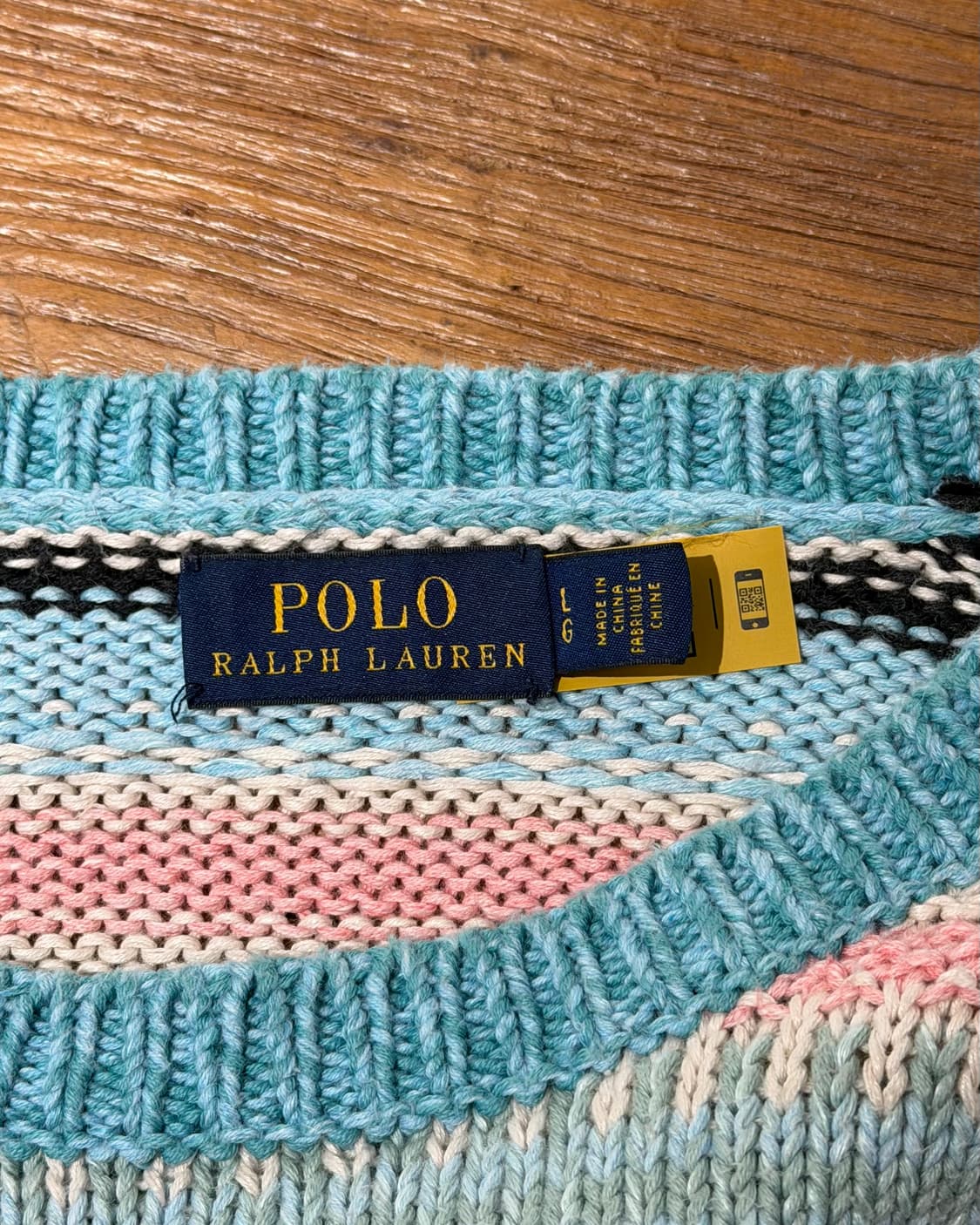 폴로 랄프로렌 스카이블루 핑크 스트라이프 패턴 니트 상품이미지7