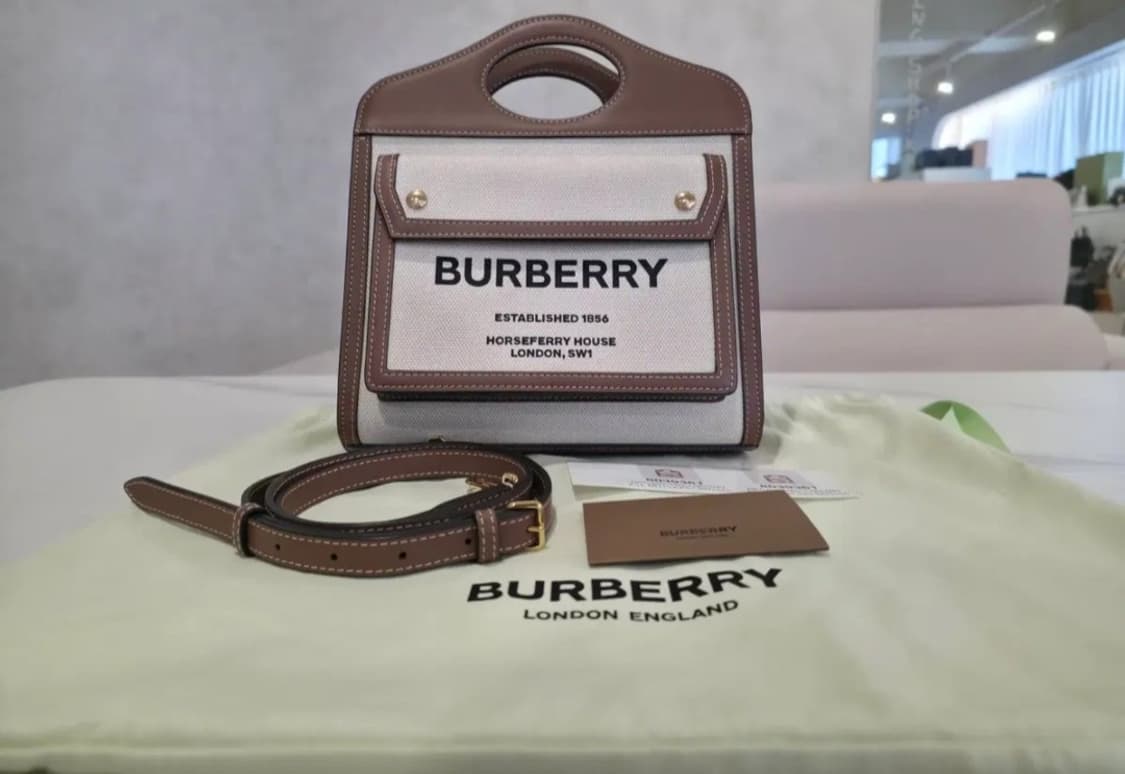 [정품] 버버리 미니 호스페리 브라운 레더 포켓백 풀구성 상품이미지1
