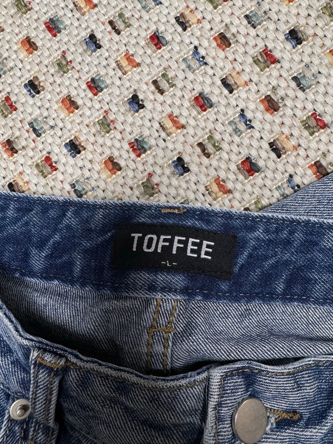 토피 TOFFEE 와이드 데님 팬츠 오일 인디고 L 상품이미지4