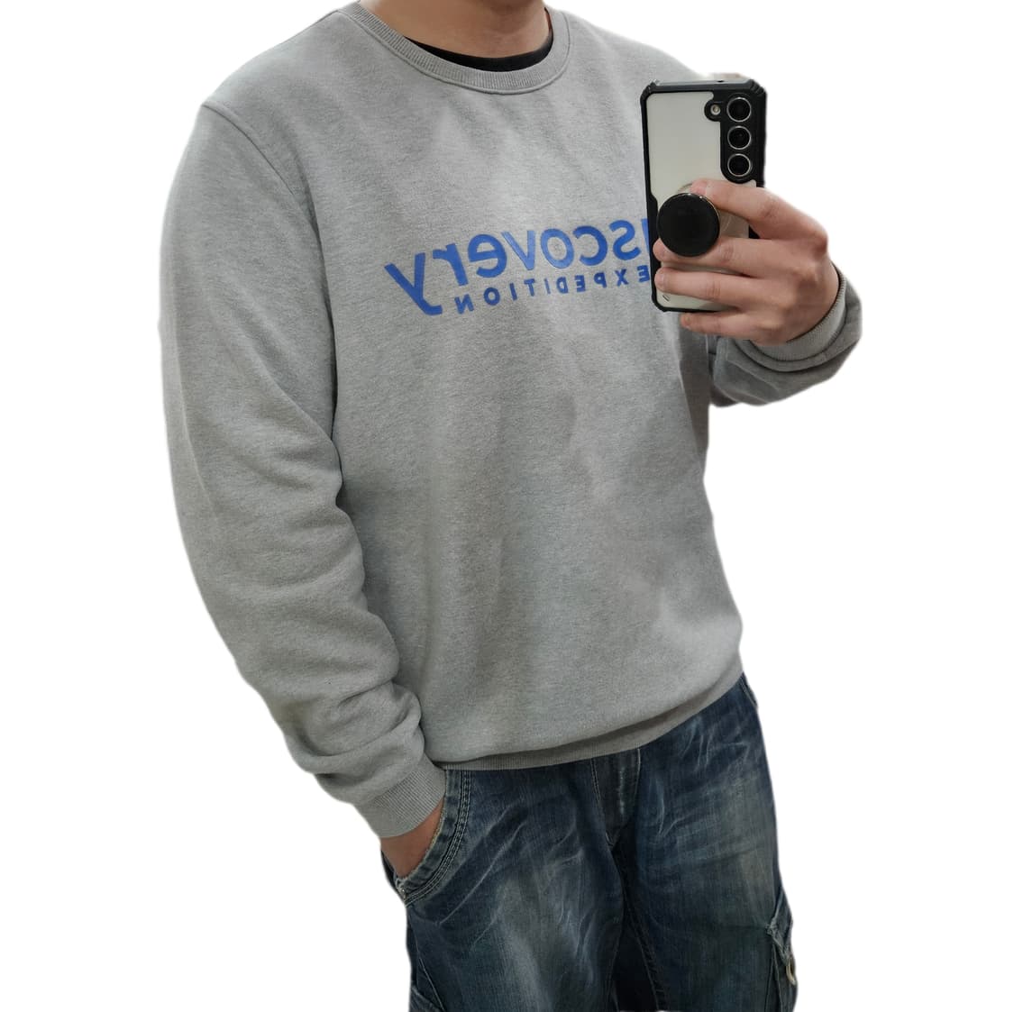 100 디스커버리 반기모 맨투맨 그레이 상품이미지1