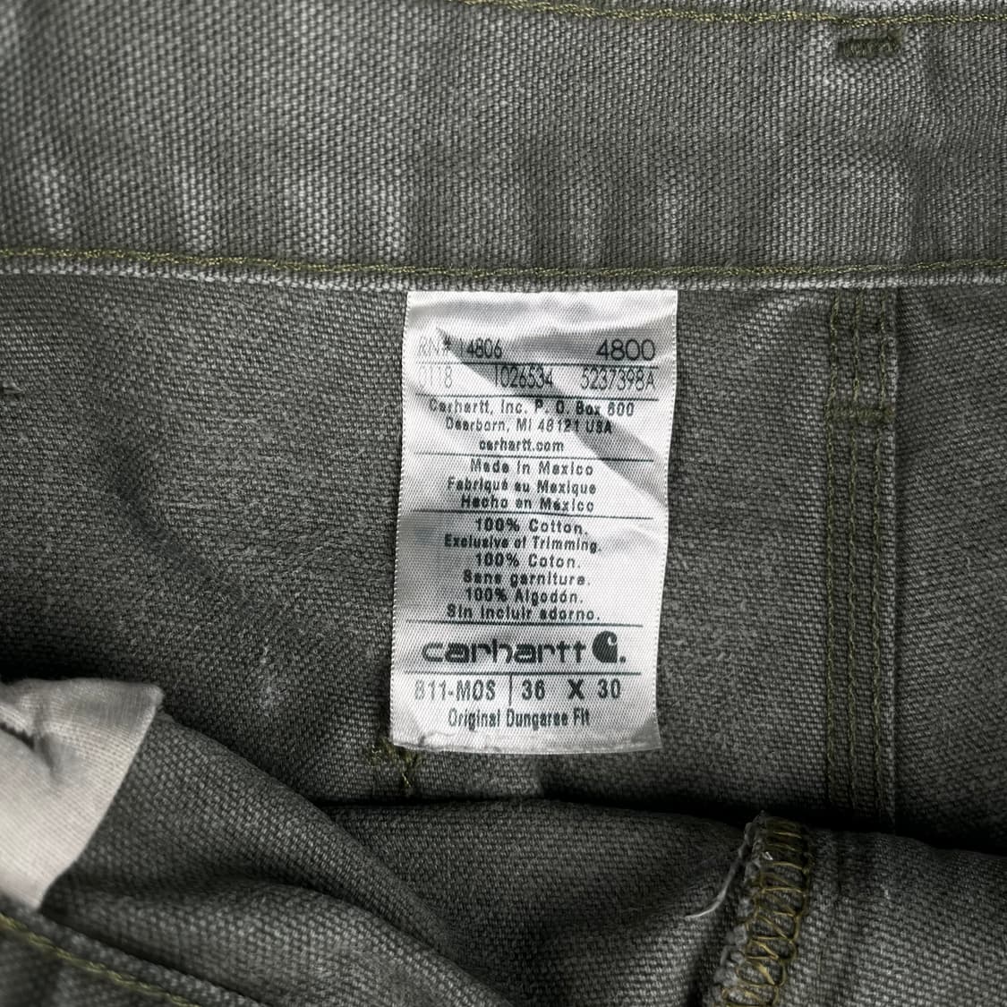 칼하트 모스그린 싱글니 카펜터 팬츠 B11MOS 상품이미지5