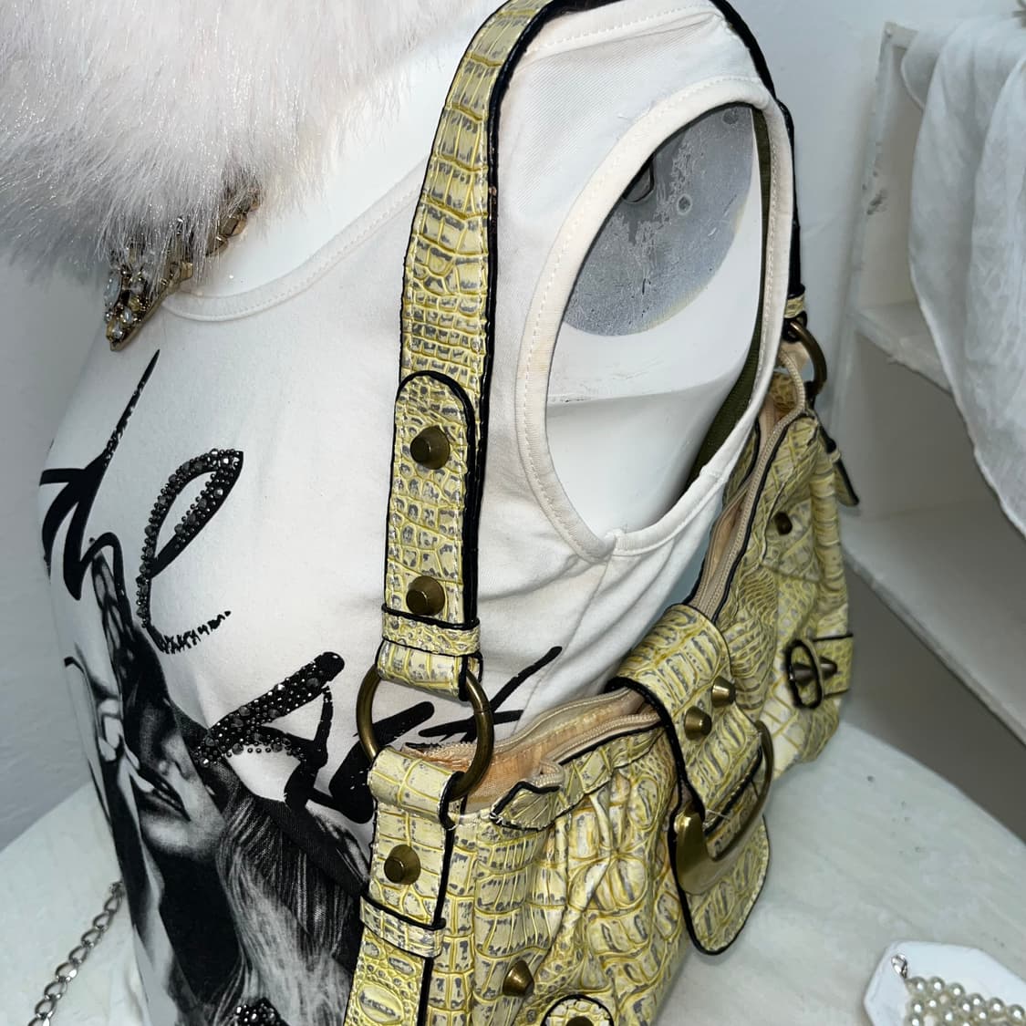 빈티지 옐로우 파에톤 숄더백 상품이미지3