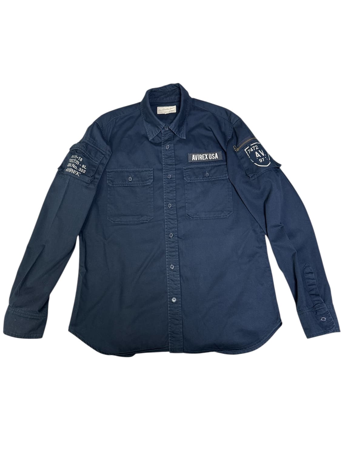 아비렉스 AVIREX USA 패치 밀리터리 셔츠 네이비 2XL 상품이미지1