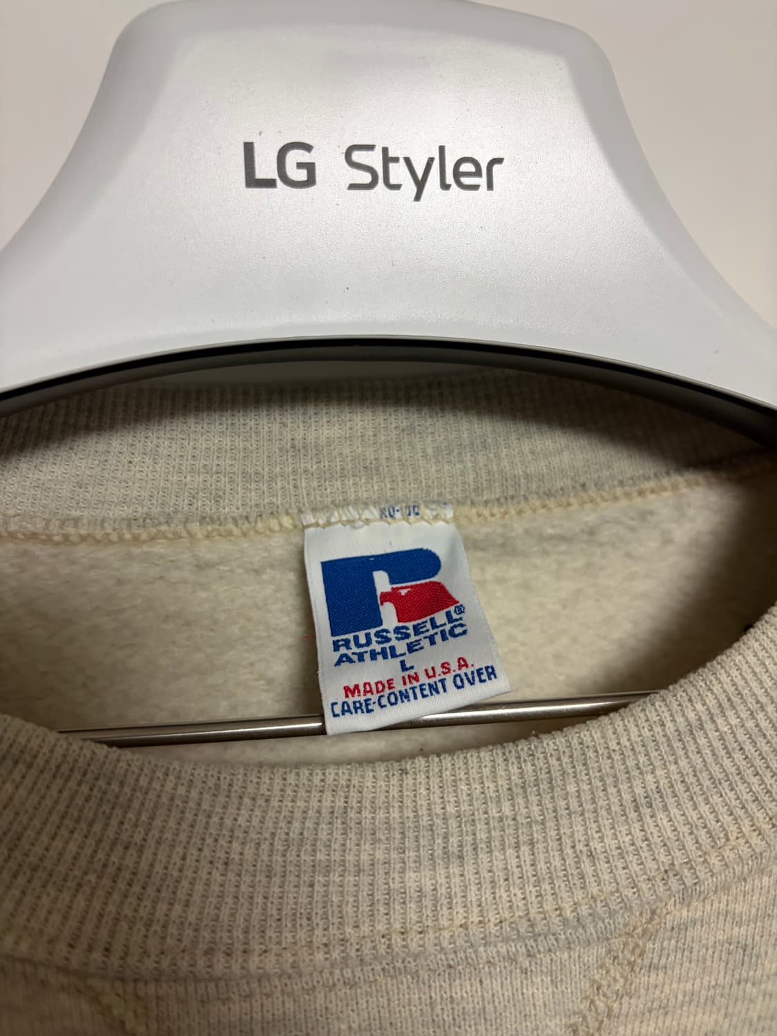 [L] 빈티지 90s 러셀 스웻셔츠 맨투맨 오트밀 그레이 russell 상품이미지4