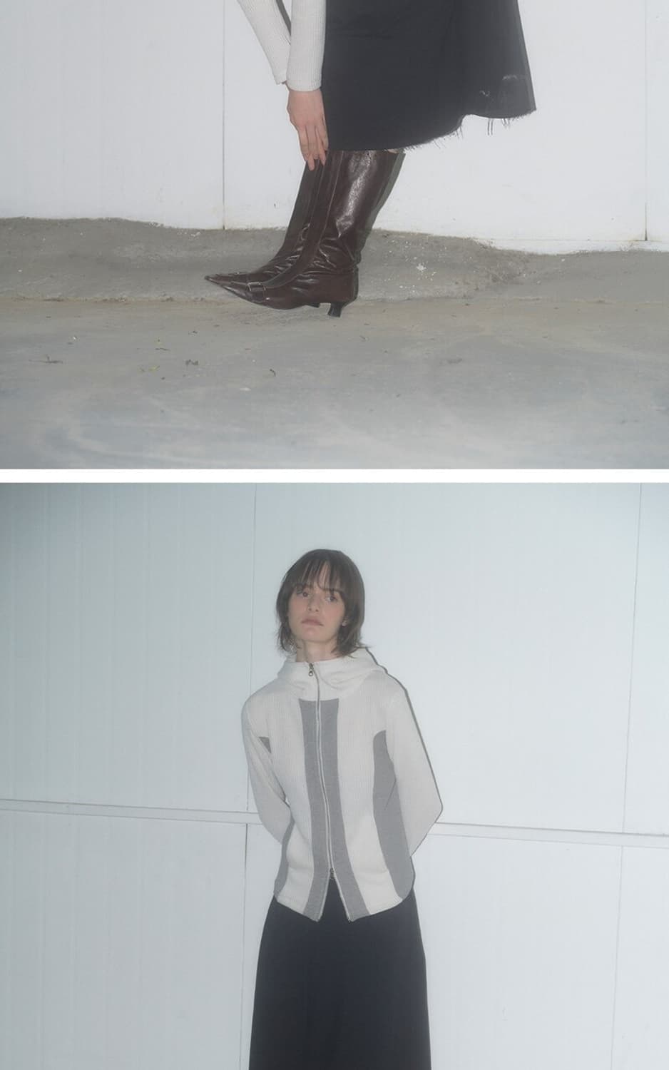 밀로우먼 투 웨이 사이드 후드집업 크림 상품이미지5