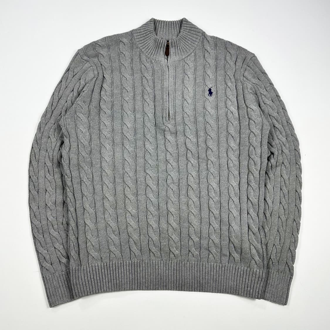 폴로 랄프로렌 포니 차콜 그레이 반집업 니트 (L) 상품이미지2