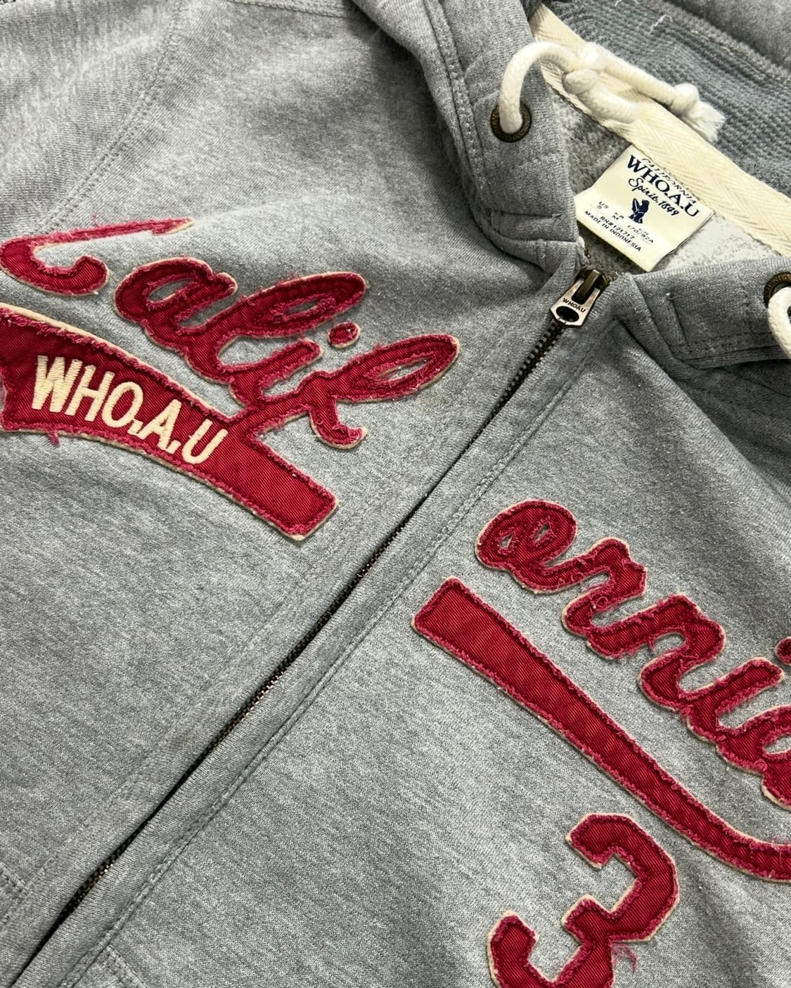  후아유 y2k 자수로고 그레이 후드집업 상품이미지4