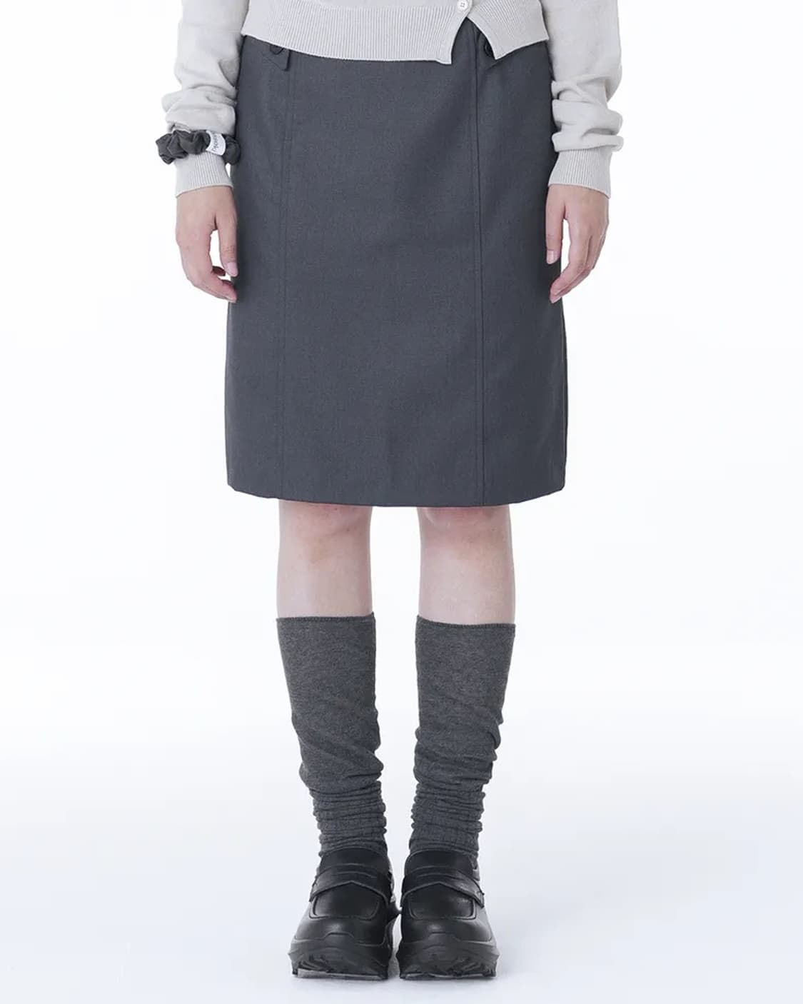 Button midi skirt CHARCOAL 상품이미지1
