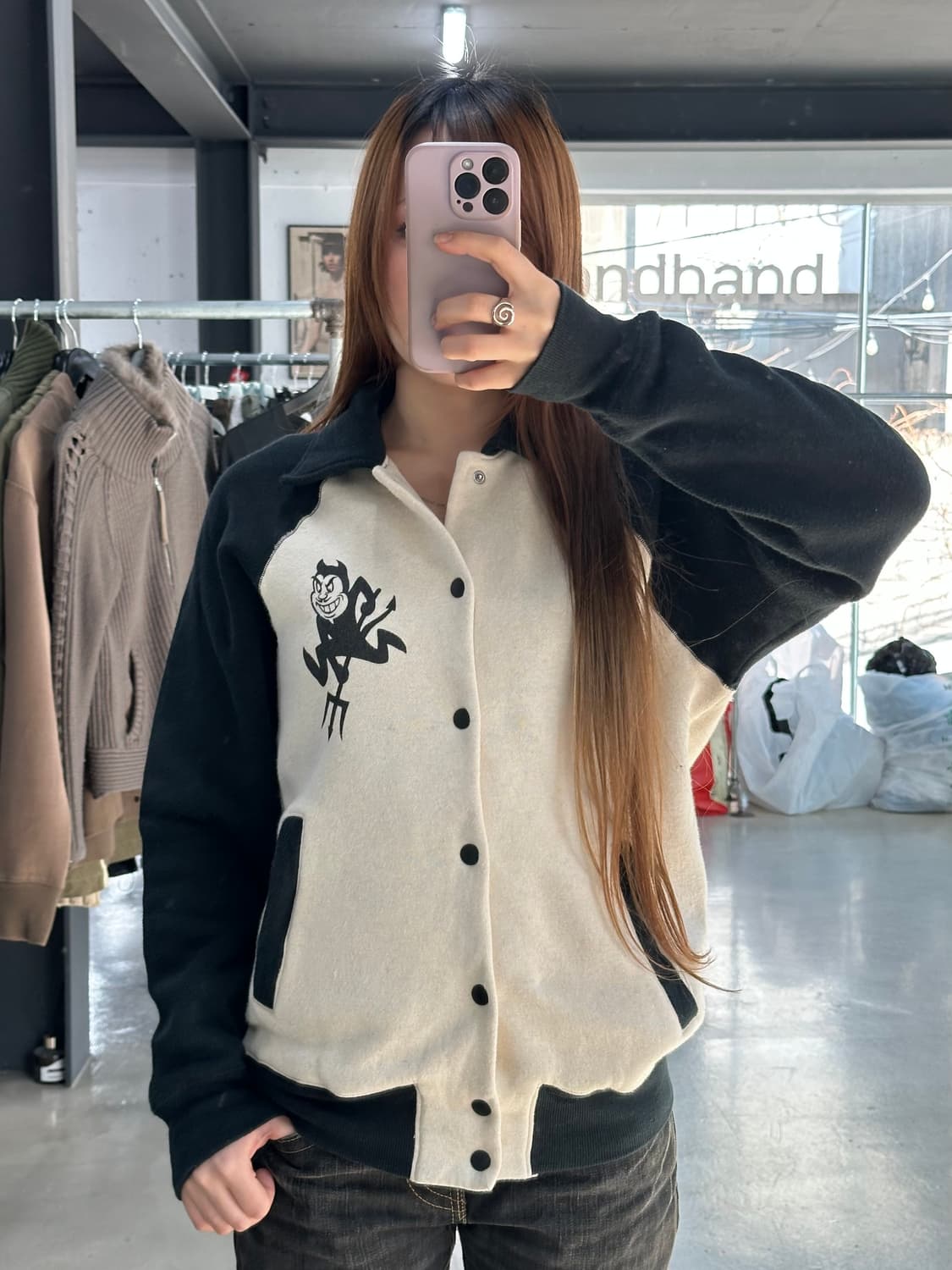 히스테릭글래머 데빌 백로고 스웻 바시티자켓 상품이미지3