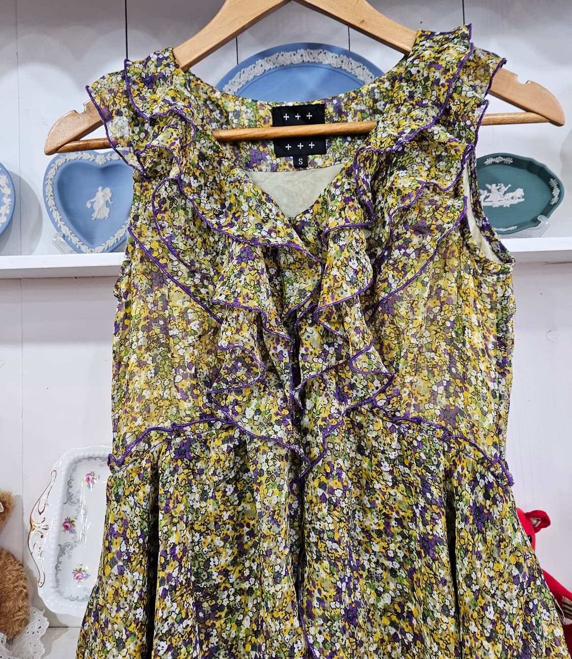 잔꽃 프릴 레이어드 쉬폰 원피스 상품이미지3