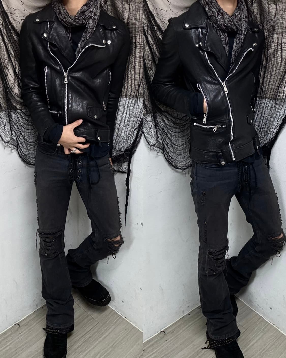 Multi Zipper Sheep Skin Cuff Detail Jack 상품이미지1