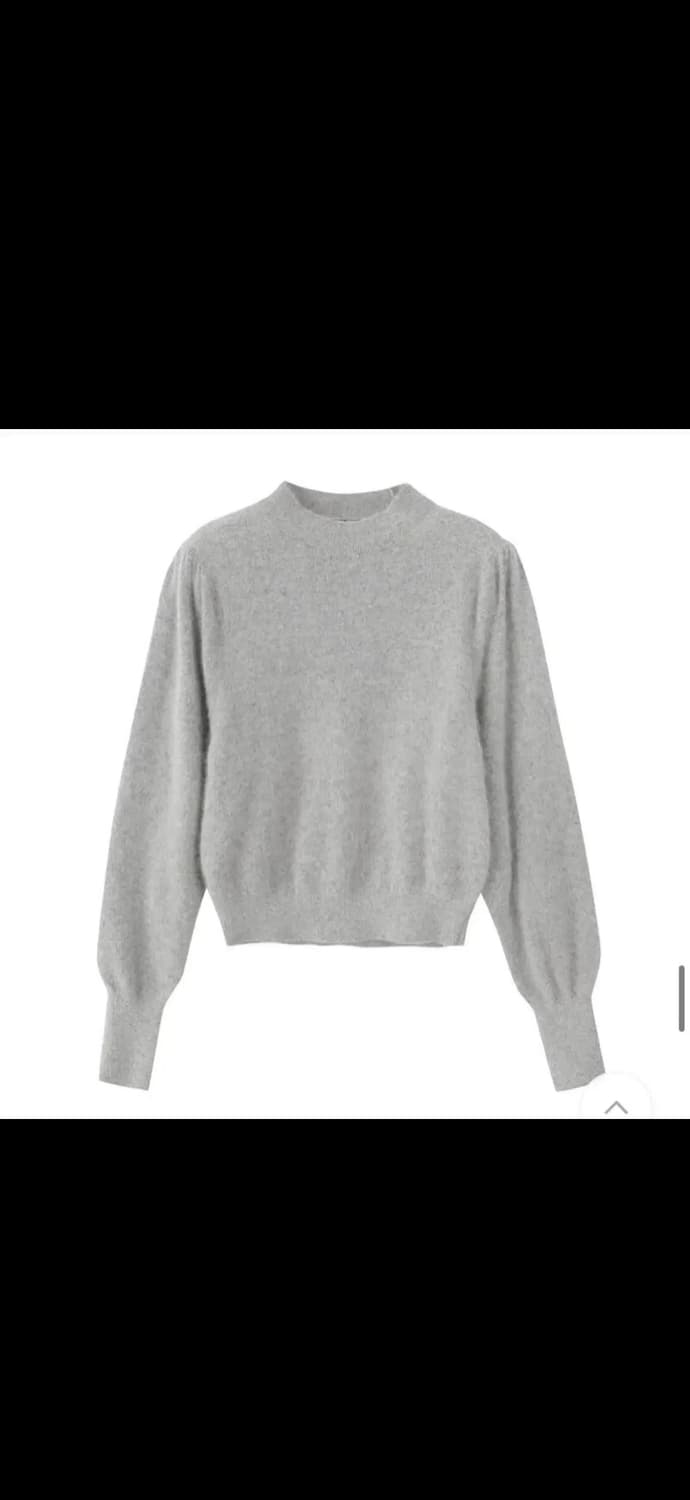 에트몽 퍼프 슬리브 니트 라쿤털니트 그레이니트 상품이미지4