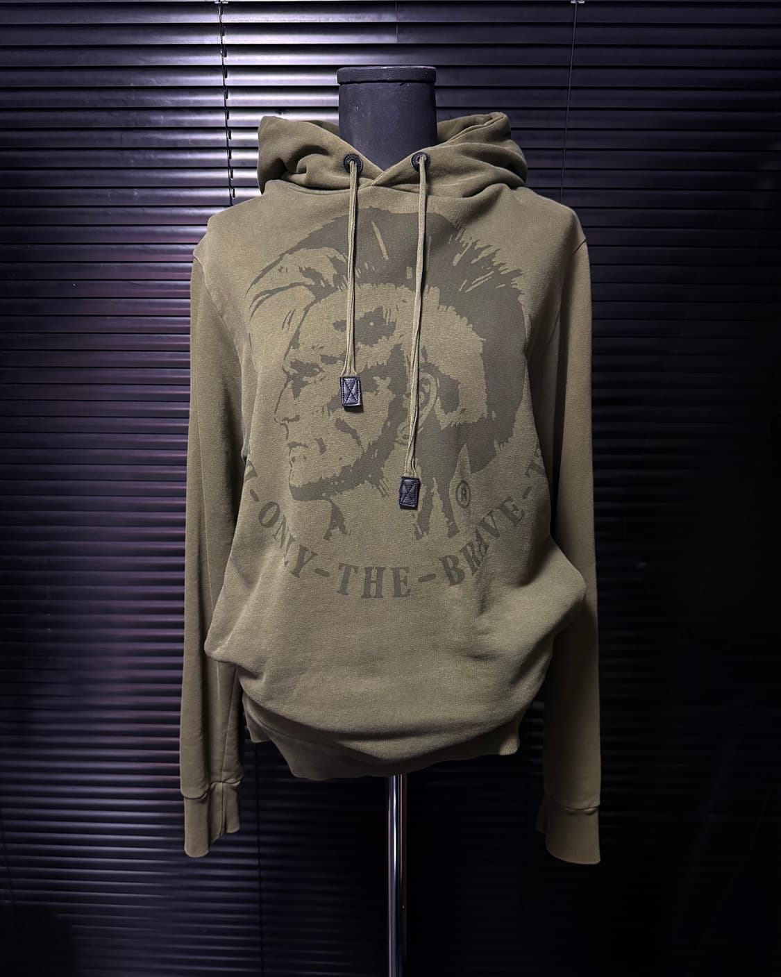 디젤 카키 브레이브맨 프린팅 스웻 여성 후드 고스 펑크 락 L 100 상품이미지1