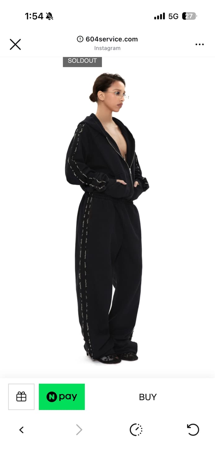 604service 비즈 후드집업 팬츠 세트 상품이미지2