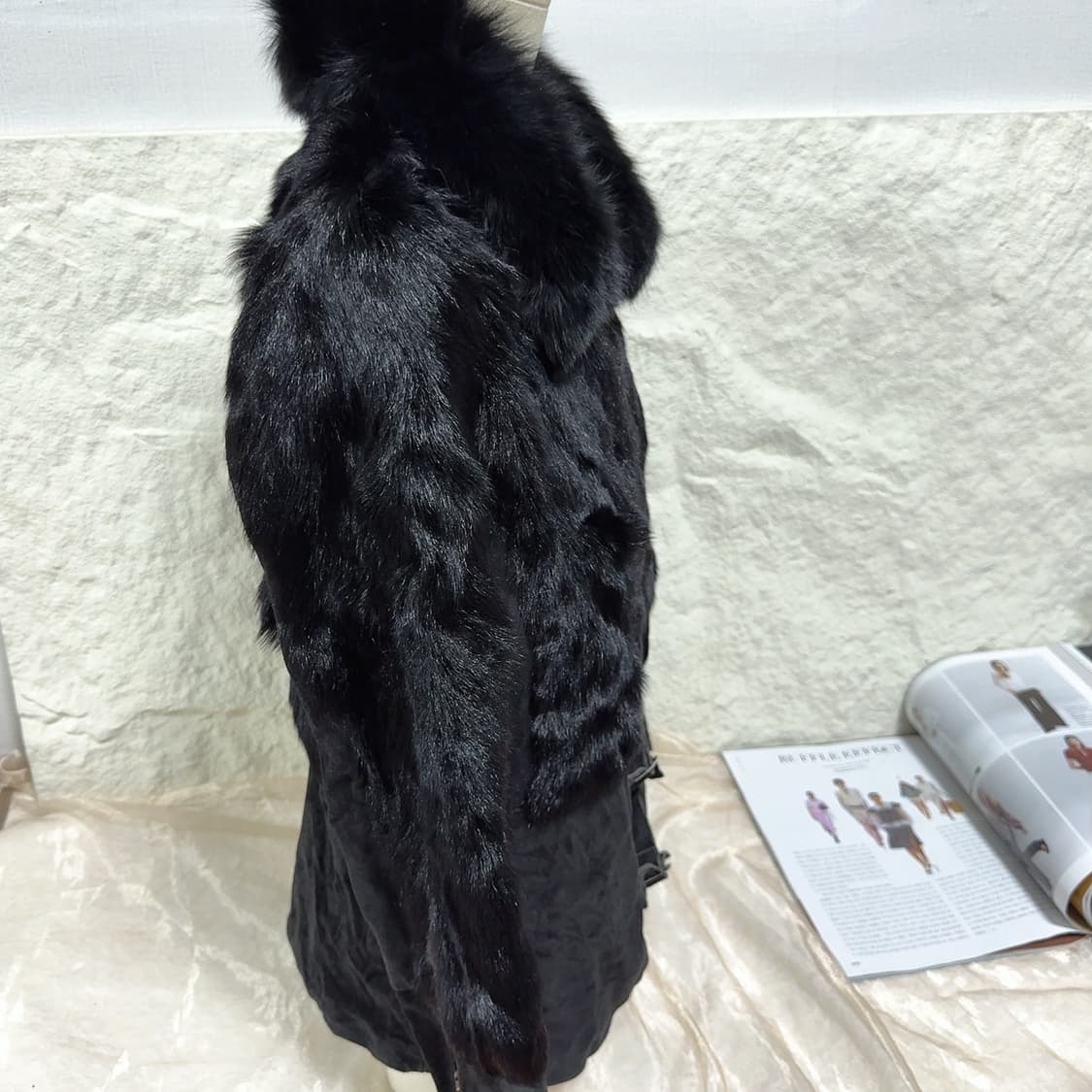 빈티지 고딕 폭스퍼 칼라 염소새끼털 양털 되지가죽자켓 상품이미지3