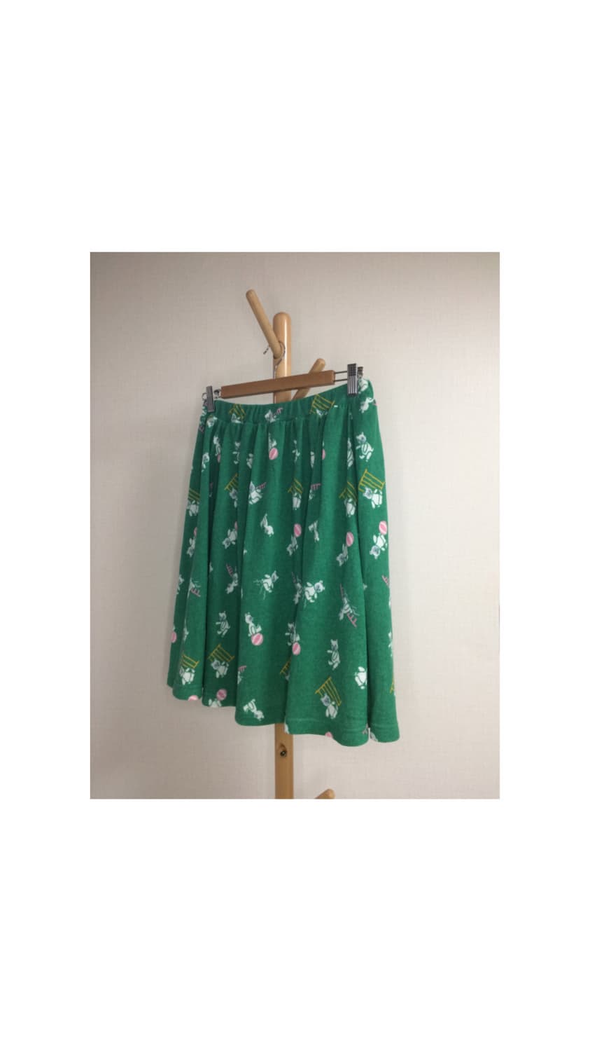 Ne-net 네넷냐 곰돌이 프린팅 태리 그린 스커트 상품이미지2