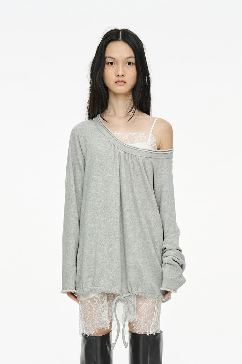 세릭 Round Hem String Top _ Gray 상품이미지1