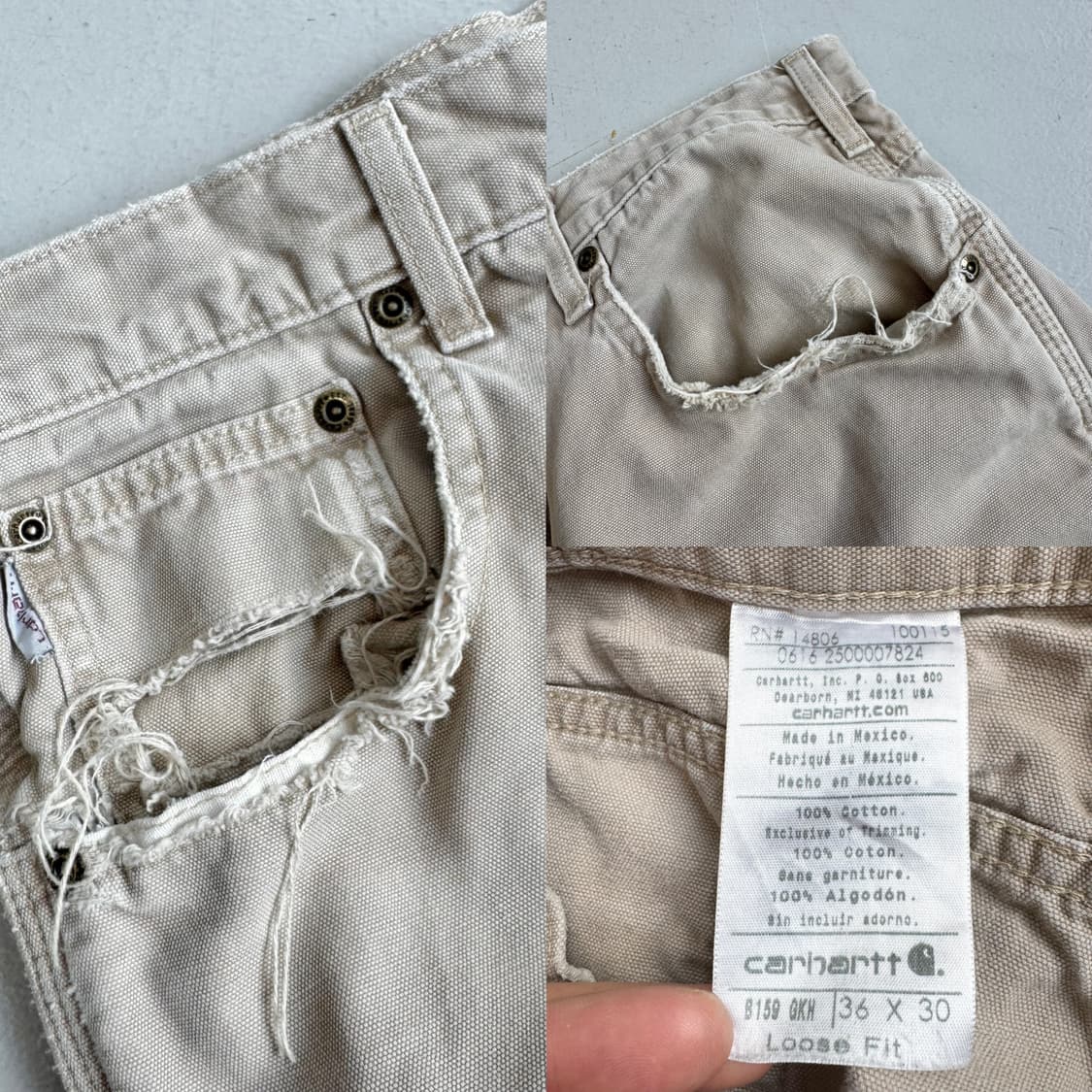 칼하트 OG 가죽패치 카펜터 덕캔버스 와이드 워크팬츠 상품이미지10