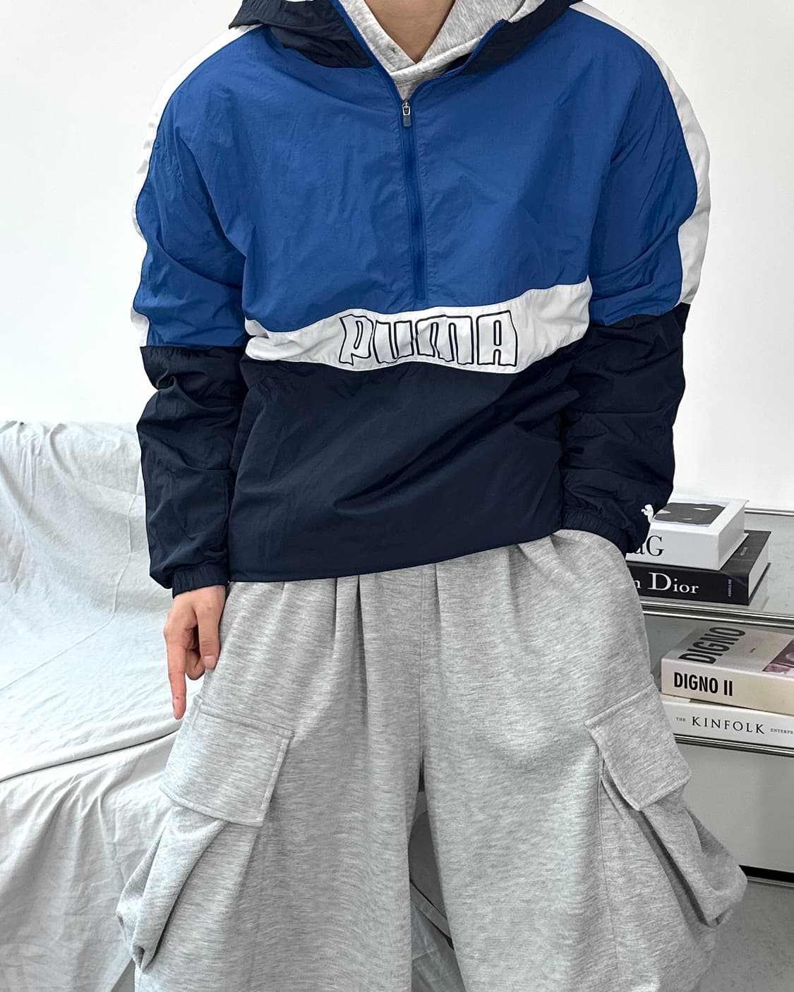 푸마 빅로고 후드 바람막이 아노락 L 상품이미지2