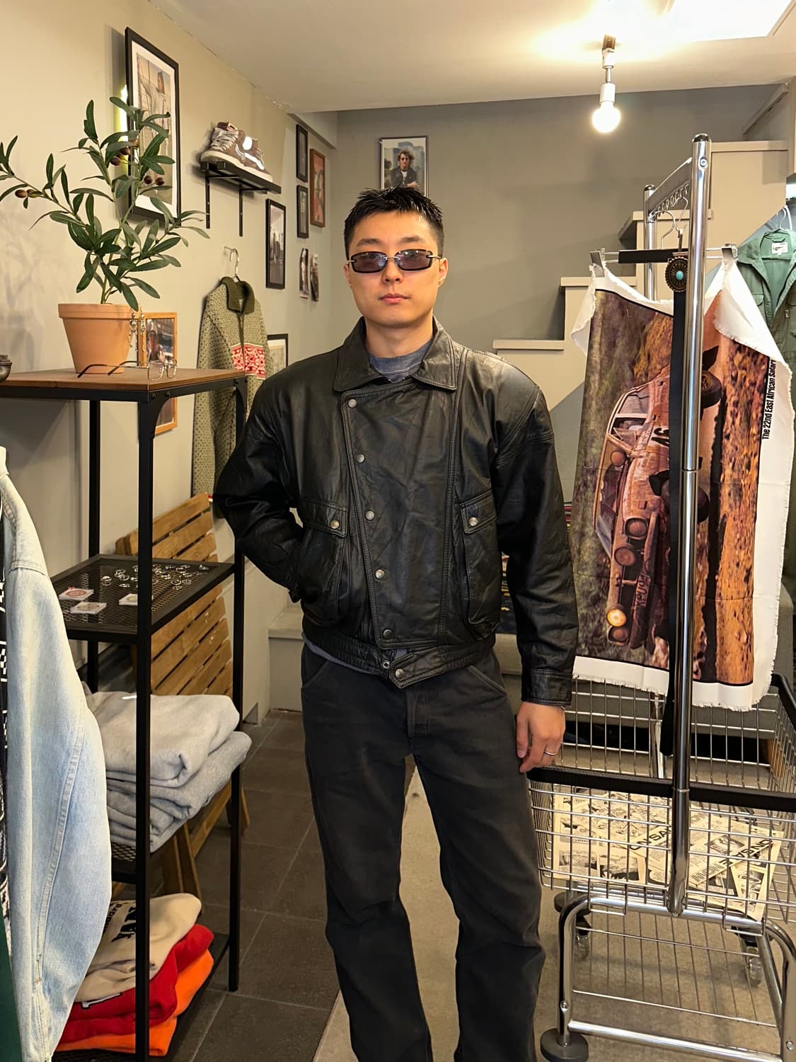 90’s Japanese leather aged rider jacket 상품이미지1