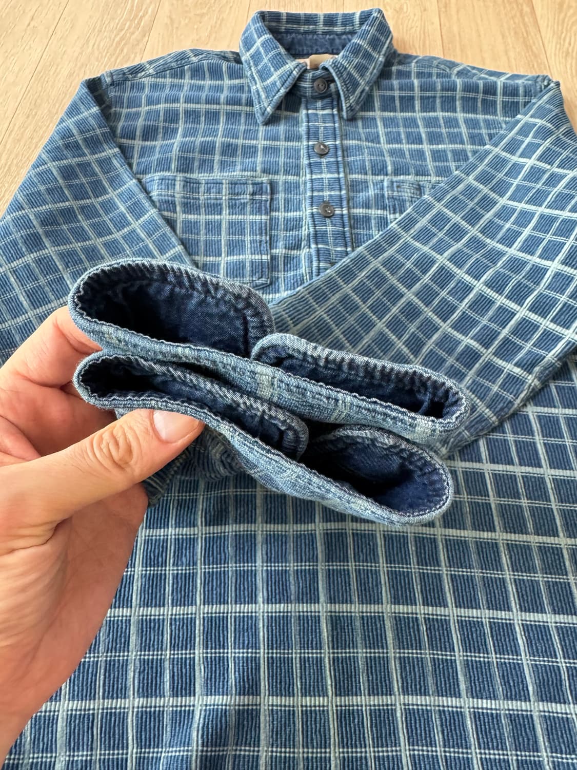M 더블알엘 인디고 체크 풀오버 워크 셔츠 상품이미지4