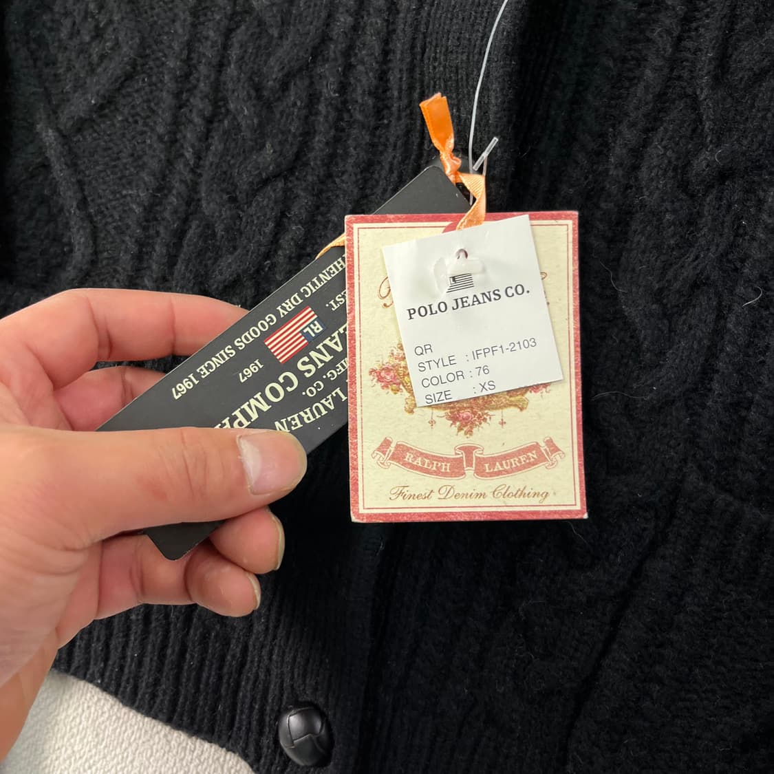 W 95 폴로랄프로렌 진스 신형 크롭 꽈배기 가디건 (새상품) 상품이미지4