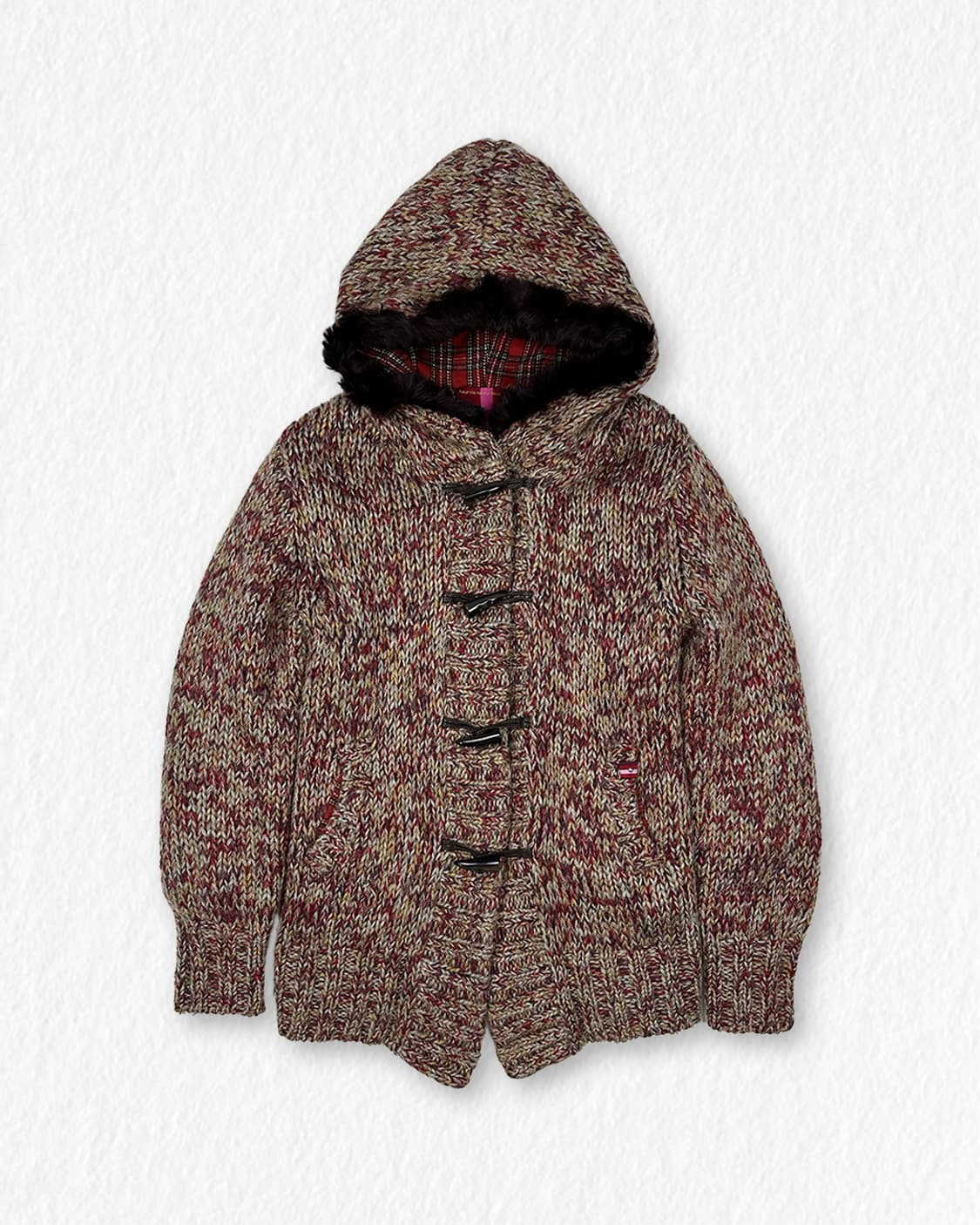 빈티지 에스닉 떡볶이 니트 후드점퍼 상품이미지1