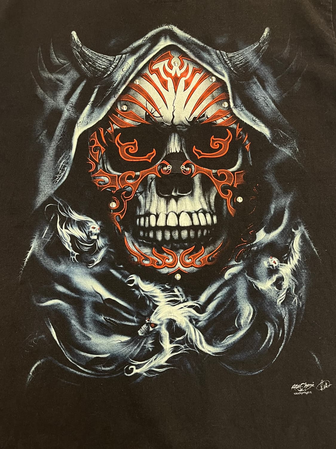 빈티지 락창 Rock chang 해골 반팔티 블랙 XL #csz3848 상품이미지5