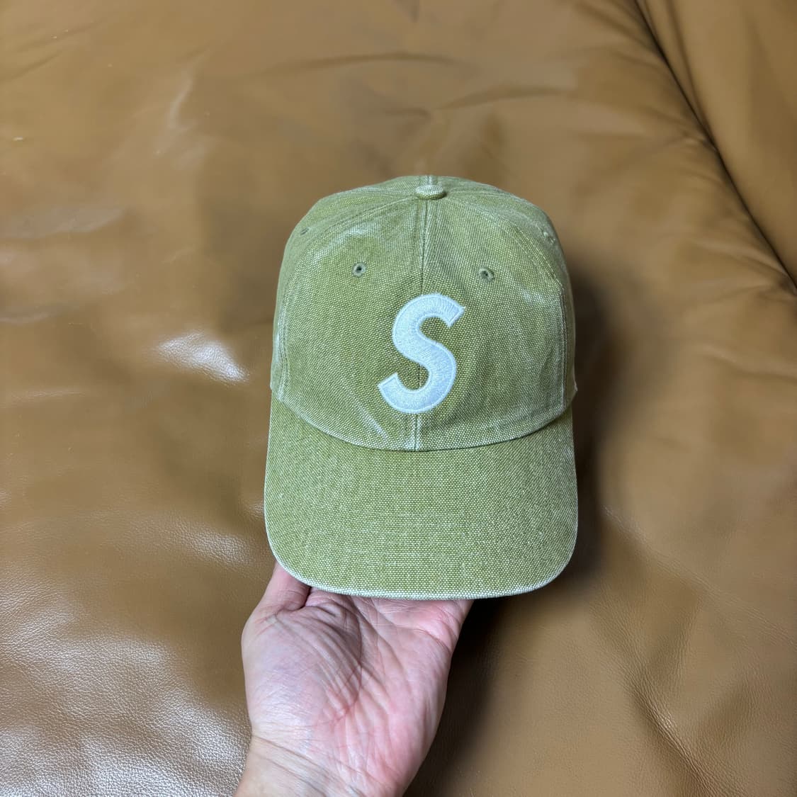 Supreme 슈프림 피그먼트 워시드 탄 S로고 6패널 볼캡 모자 상품이미지2