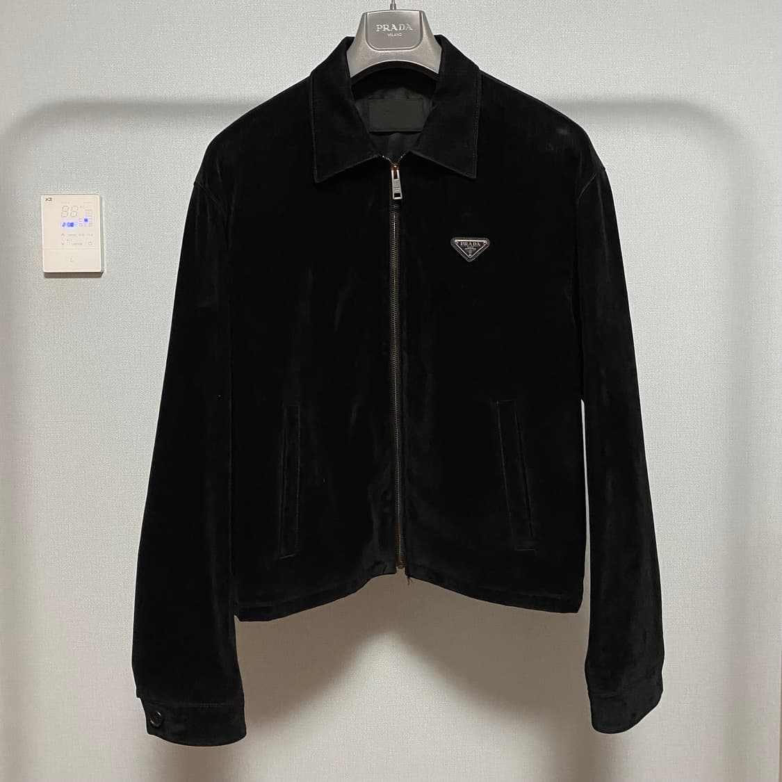 [M] 프라다 벨벳 데님 블루종 자켓 블랙 상품이미지1