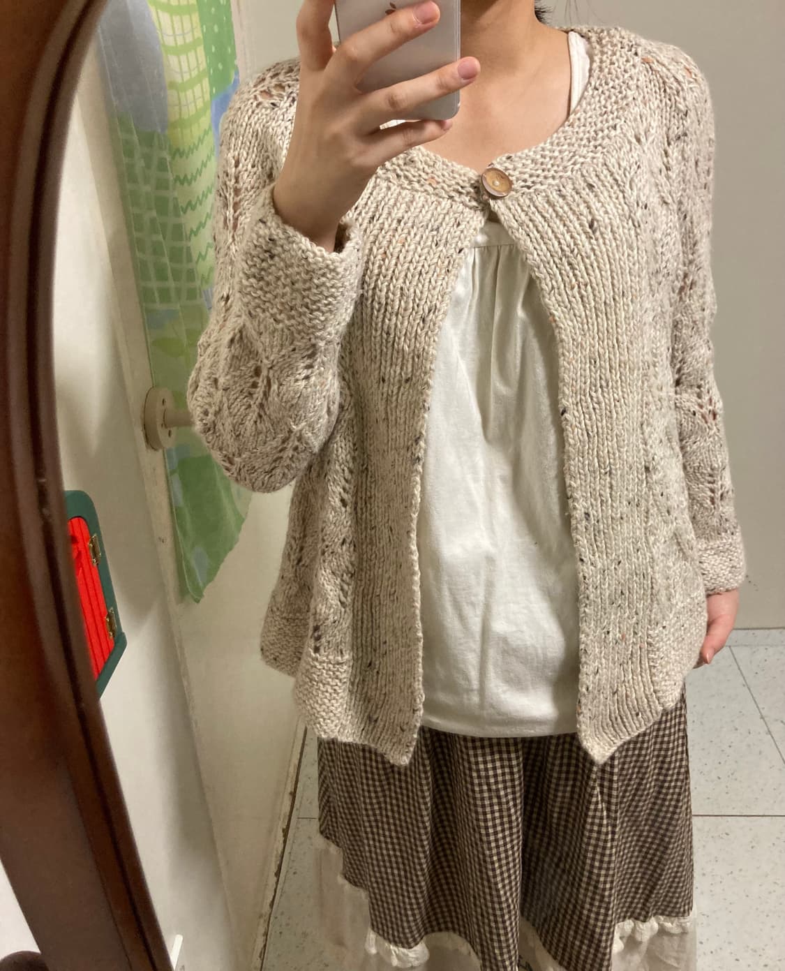 원단추 오트밀 가디건 상품이미지2