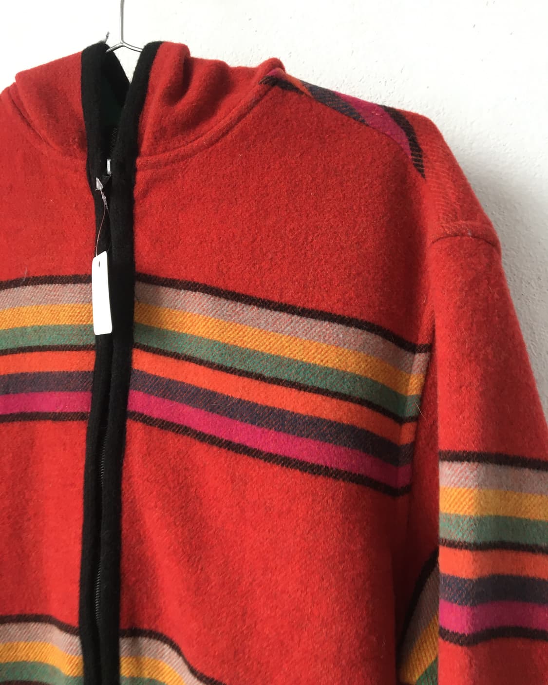 Stripe pattern woolen hood zip up 상품이미지4