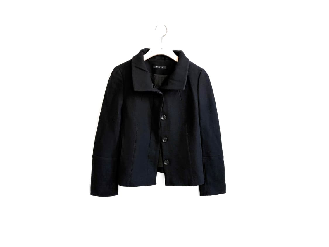 Black hidden button basic short coat 상품이미지9
