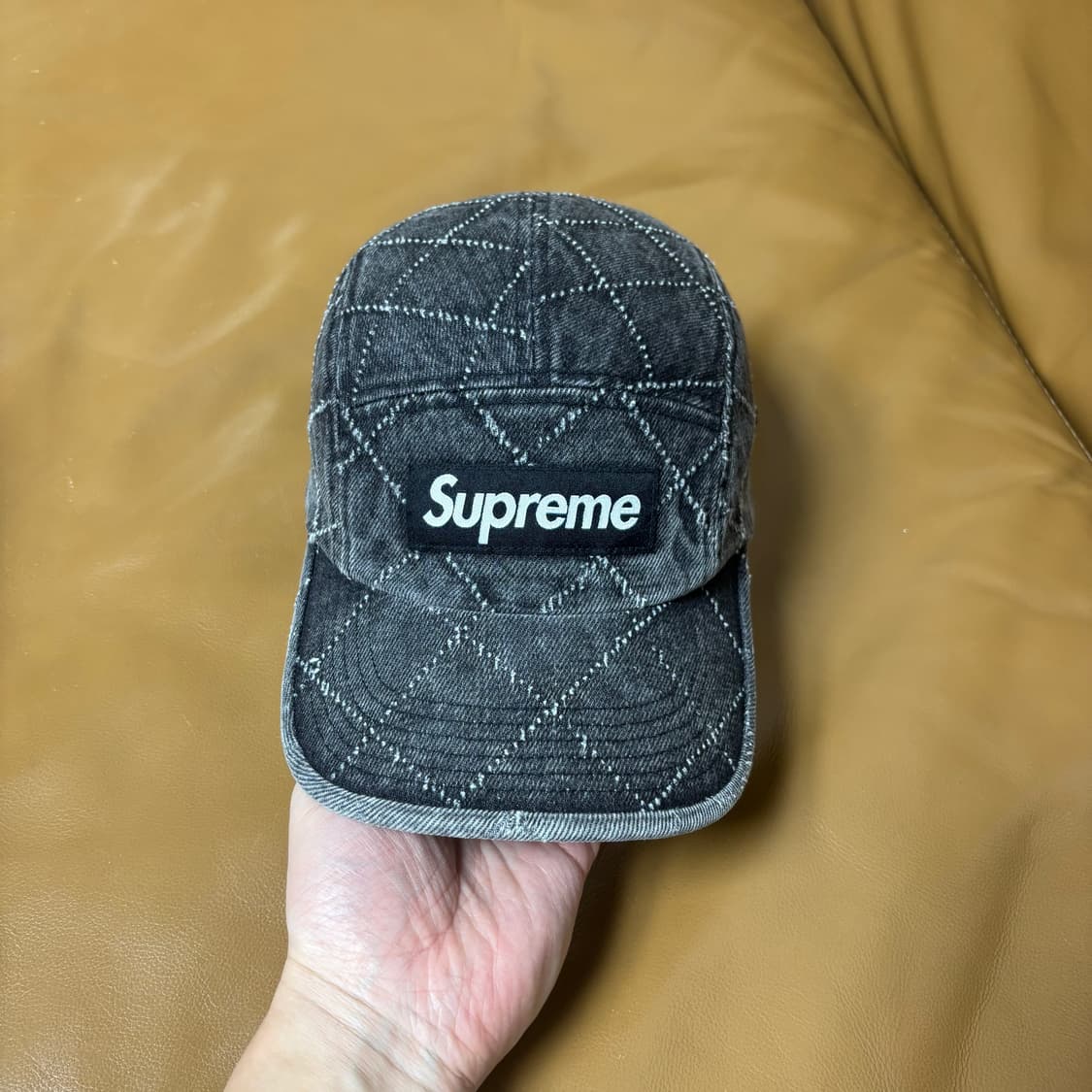 슈프림 캠프캡 모자 박스로고 23fw 펀치드 데님 블랙 상품이미지3