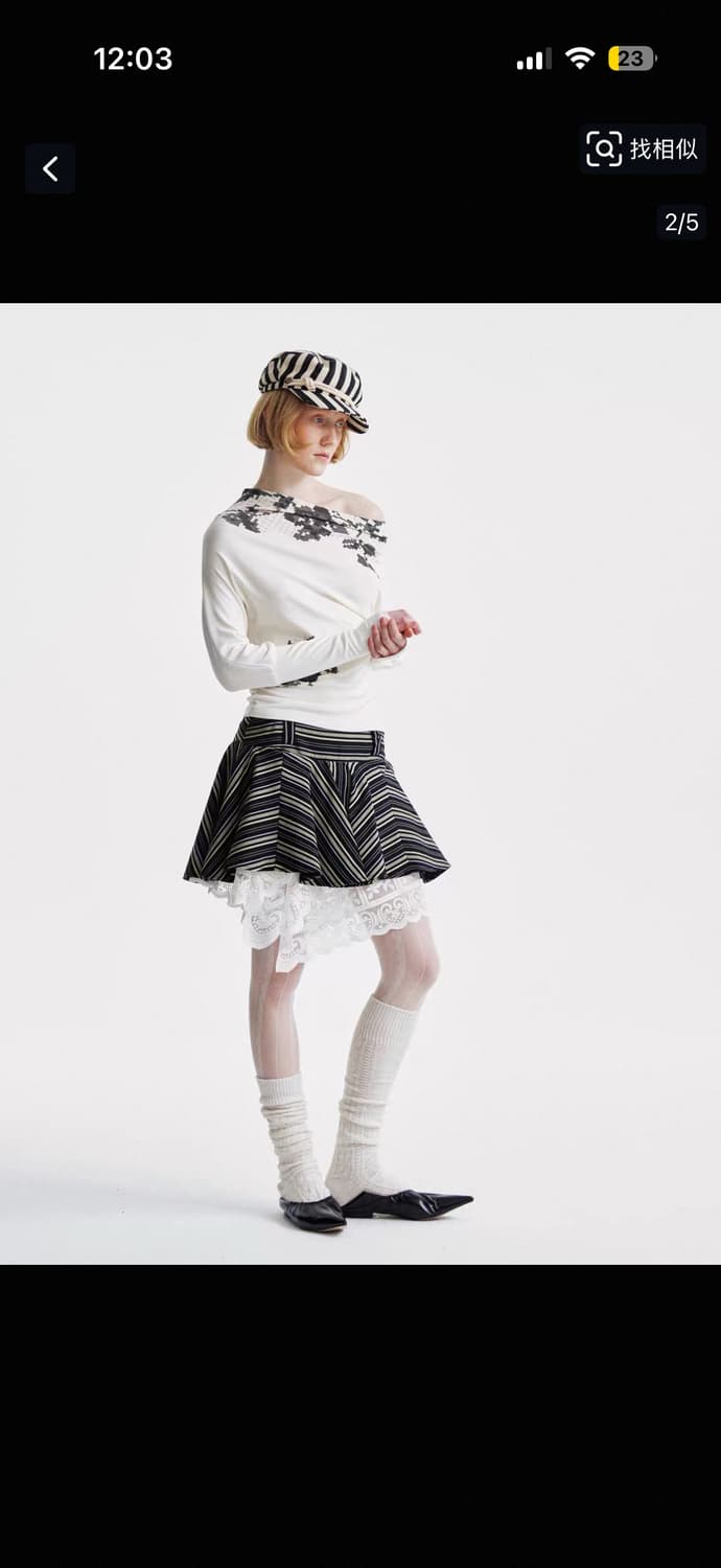 레이스 레이어드 미디 스커트 상품이미지3