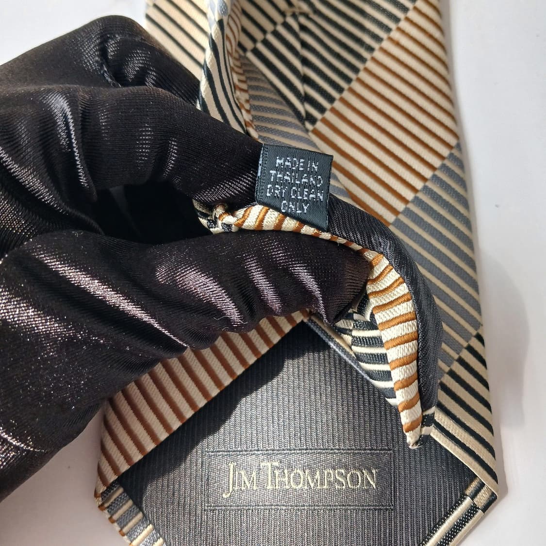 짐톰슨 실크 브라운 스트라이프 넥타이 9.7cm A등급 E847 상품이미지7