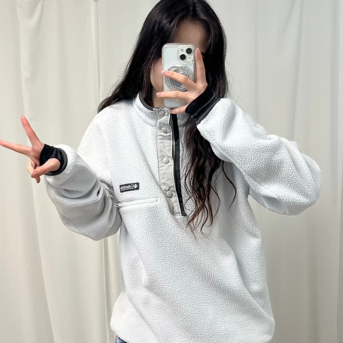 Columbia White Half-button Fleece 상품이미지2